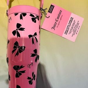 Juicy Couture Pink Tumbler with Black Bow Accents